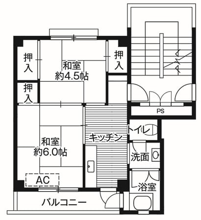 ビレッジハウス高木1号棟 (206号室)の物件間取画像